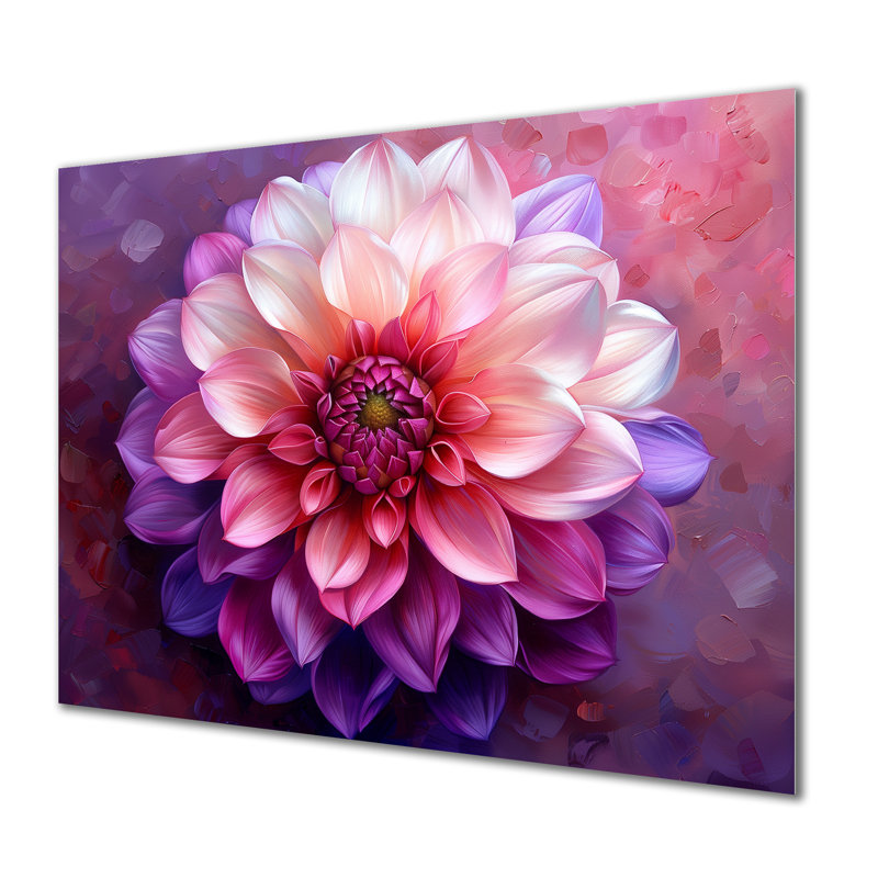 «Dahlia», art floral mauve, Métal métal, H 30 po x l 40 po