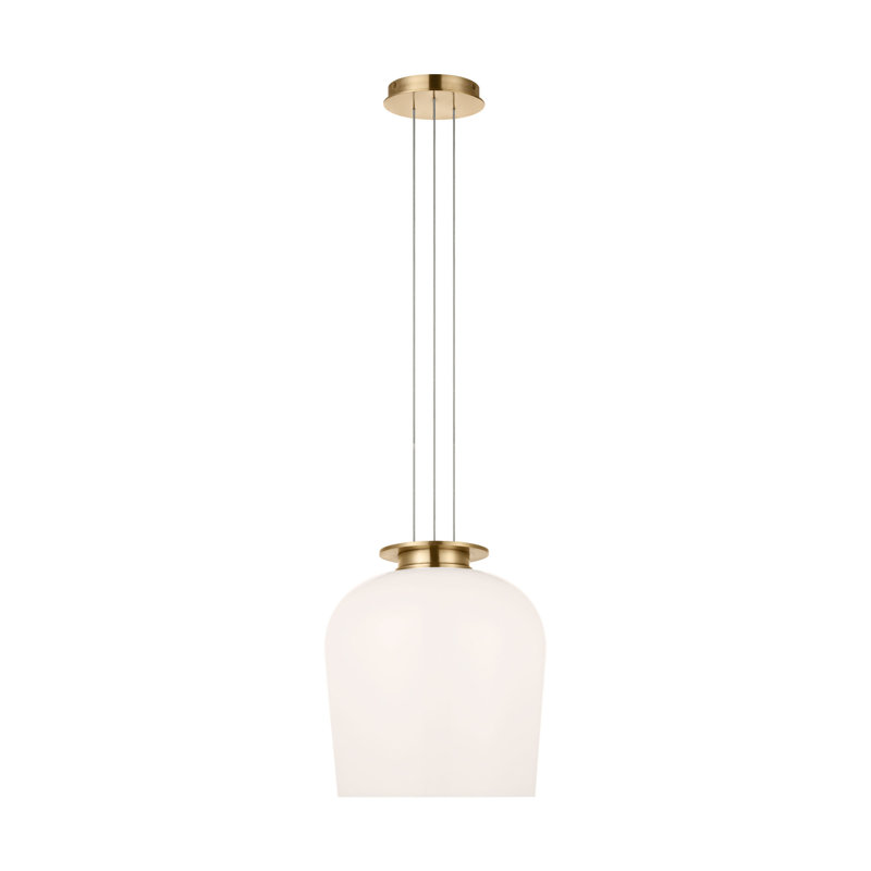 Vetro 1 - Light LED Pendant, Hand Rubbed Antique Brass
