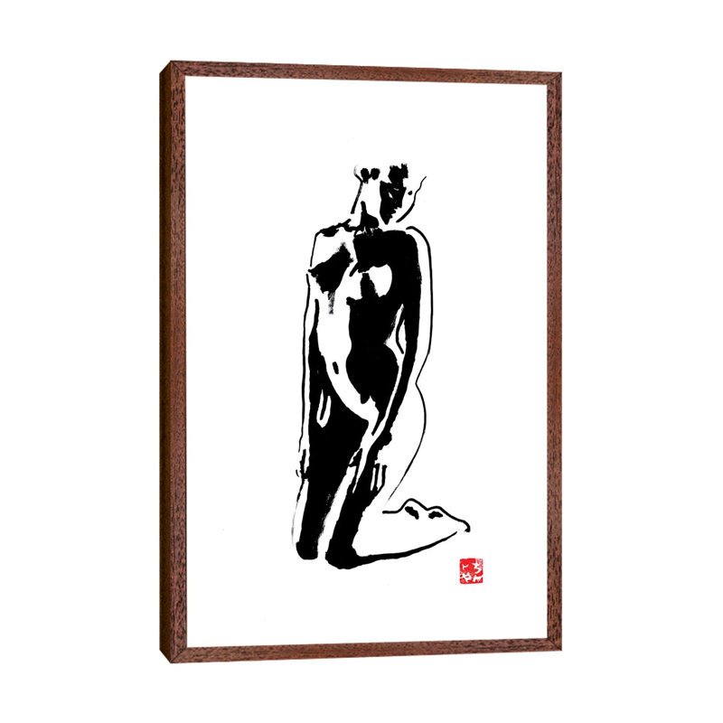 Kneeing by Péchane - Print on Canvas, 66.04 cm H x 45.72 cm W, Classic Brown Wood Framed