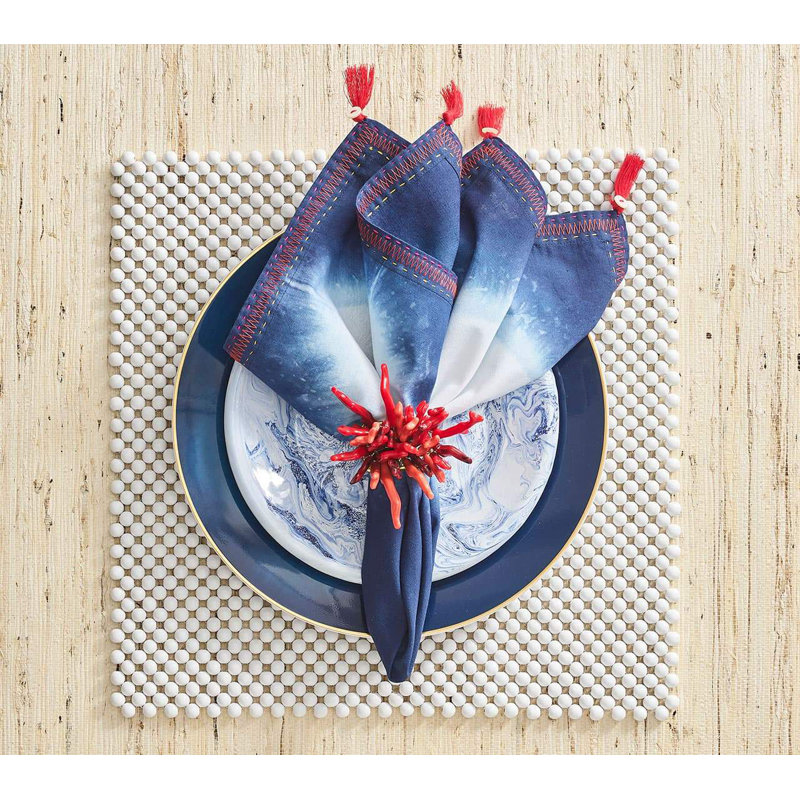 Amalfi 4 Piece Napkin Ring Set, Coral