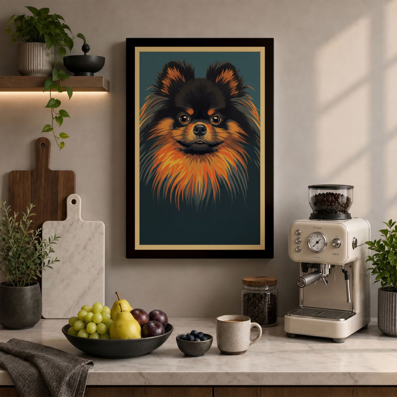 Pomeranian Portrait Modern - Wrapped Canvas, 24x16 - 61.0 x 40.6 cm, Sage Border