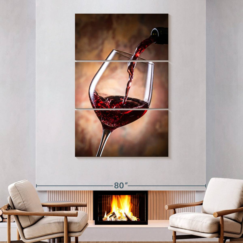 Yarlin Red Wine In Glass, 74" H x 48" W