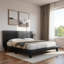 Lit plateforme avec support en lattes de bois et pieds robustes-601144043-601144040