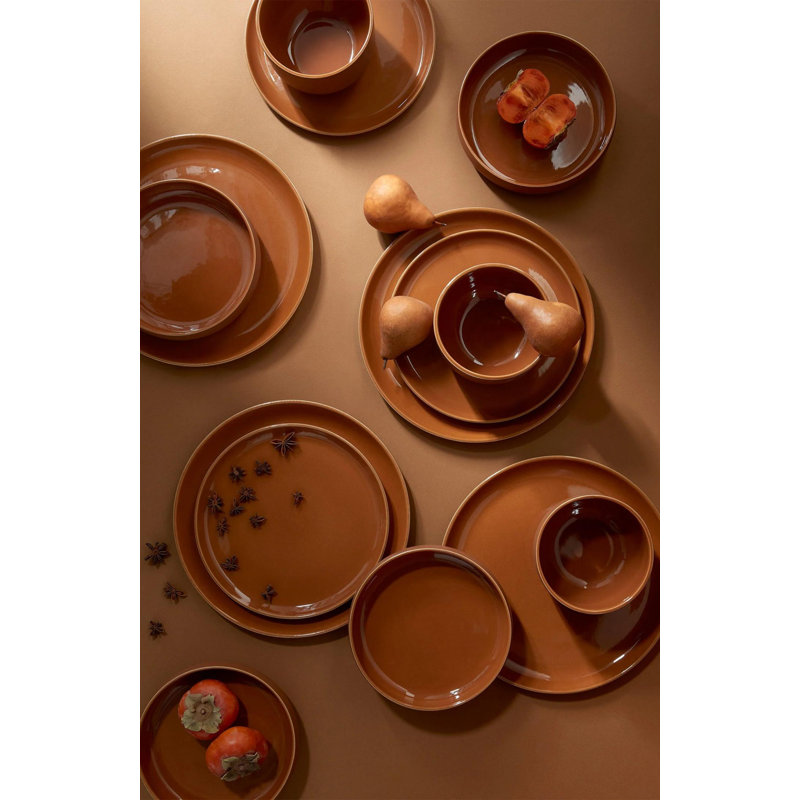 Service de table tunisien 12 pièces - Assiette, assiette + bol, Terracotta