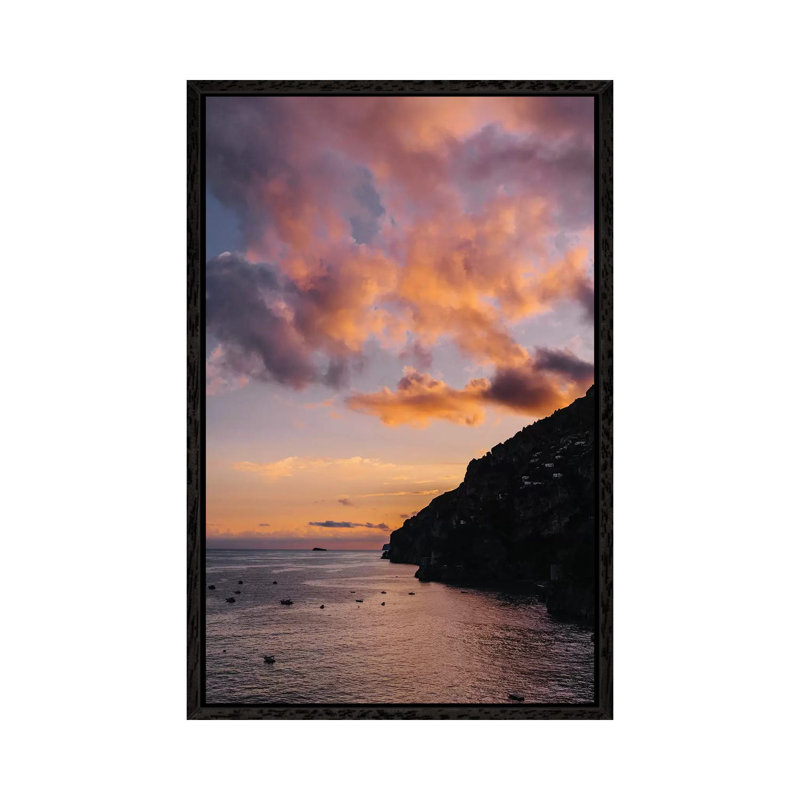 Amalfi Coast Sunset I by Bethany Young - Print on Canvas, 66.04cm H x 45.72cm W x 3.81cm D, Black Framed
