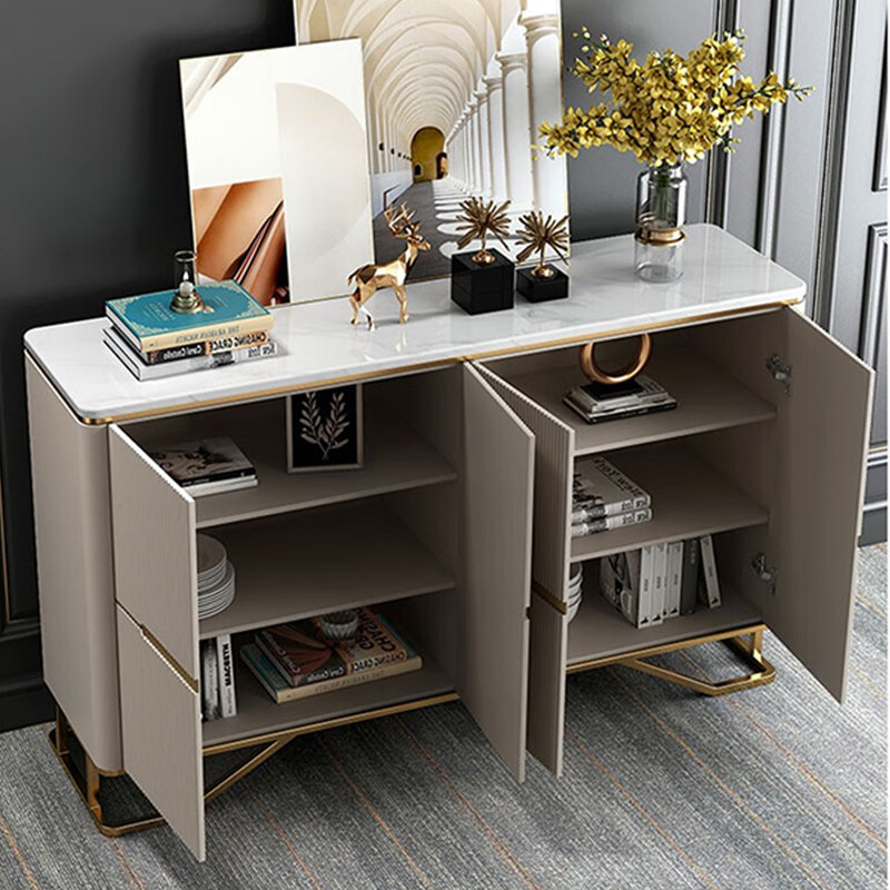 European style light luxury storage shoe cabinet, Gold