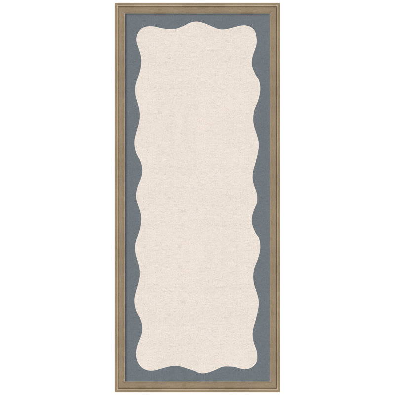 Tableau d'affichage en lin encadré en tissu, H 42 po x l 18 po x P 1,25 po, Bleu ardoise / crème, Florence brun clair