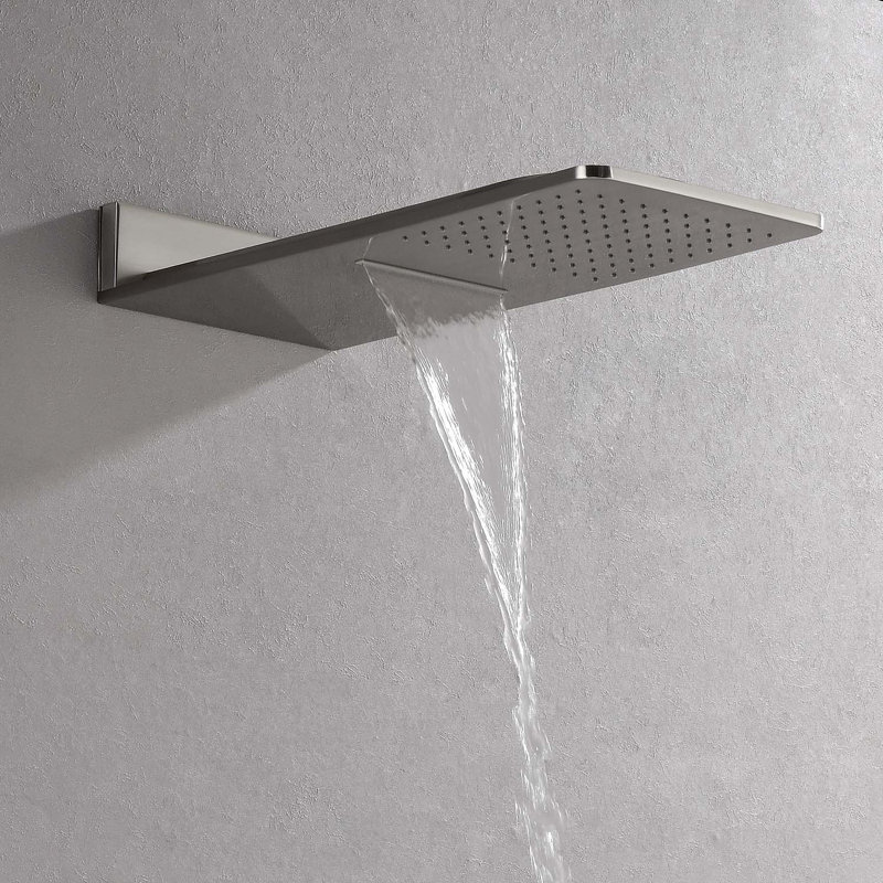 Dual Function Complete Shower System with Rough in-Valve, Brushed Nickel