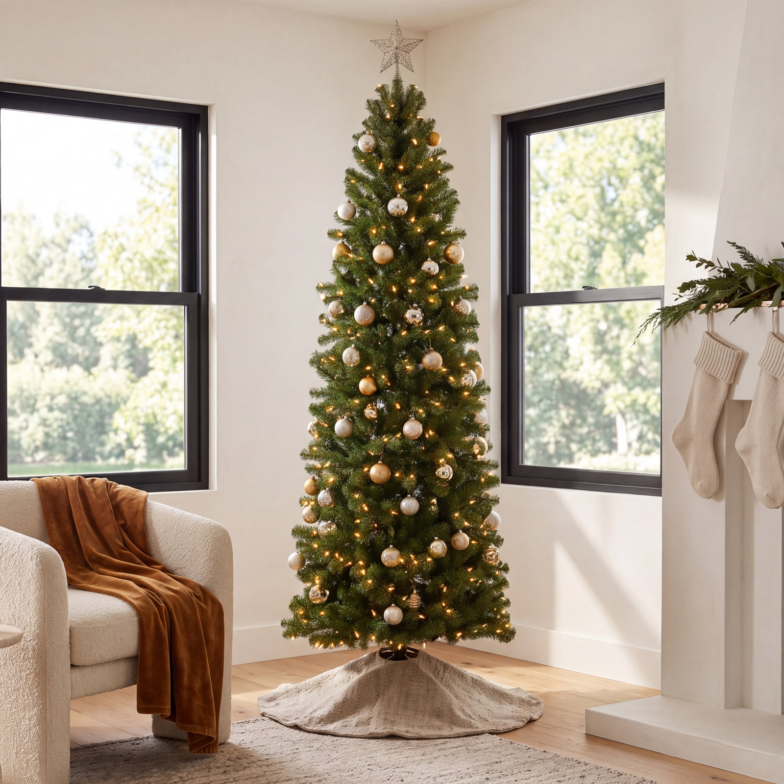 Pre-Lit Spruce Christmas Tree, 7.5'