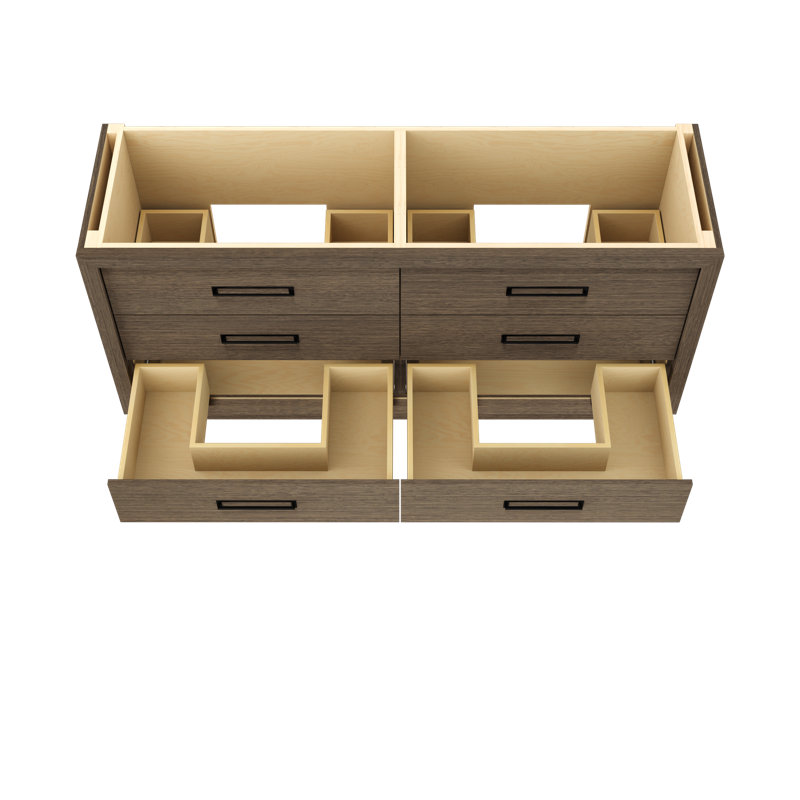 Avalon Double Drawer Bath Vanity, Smoked Modern, 72", Matte Black