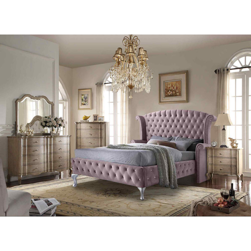 Upholstered Bed, Pink, Single (3')