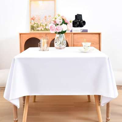 Nappe carrée 52 x 52 pouces lavable en polyester nappe blanche unie robuste pour table