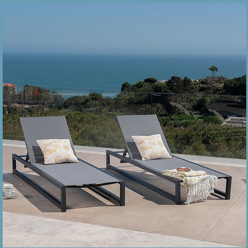 Chaise longue Modesta, ensemble de 2, Noir