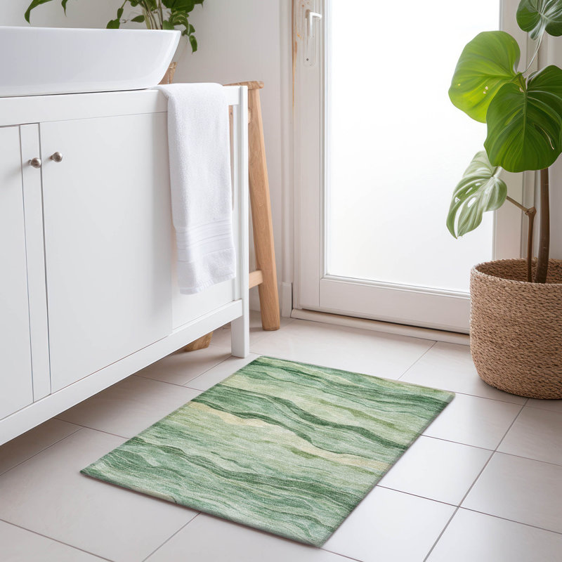 Tapis intérieur / extérieur vert lavable à la machine 1 pi 8 po x 2 pi 6 po Christain ACN1248