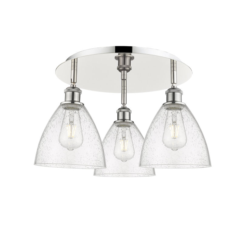 Plafonnier encastré en verre Amenda, Bullé, Nickel poli