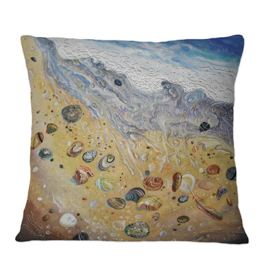 Coussin Seashells On The Beach - imprimé nautique et côtier