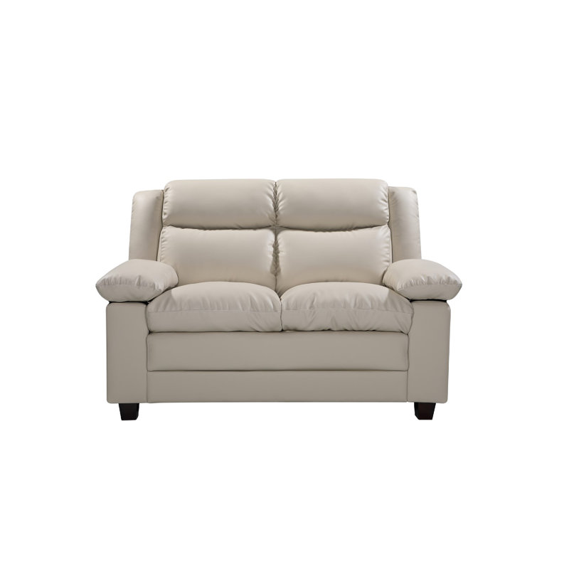 Huling 2 Seater Faux Leather Loveseat, Cream