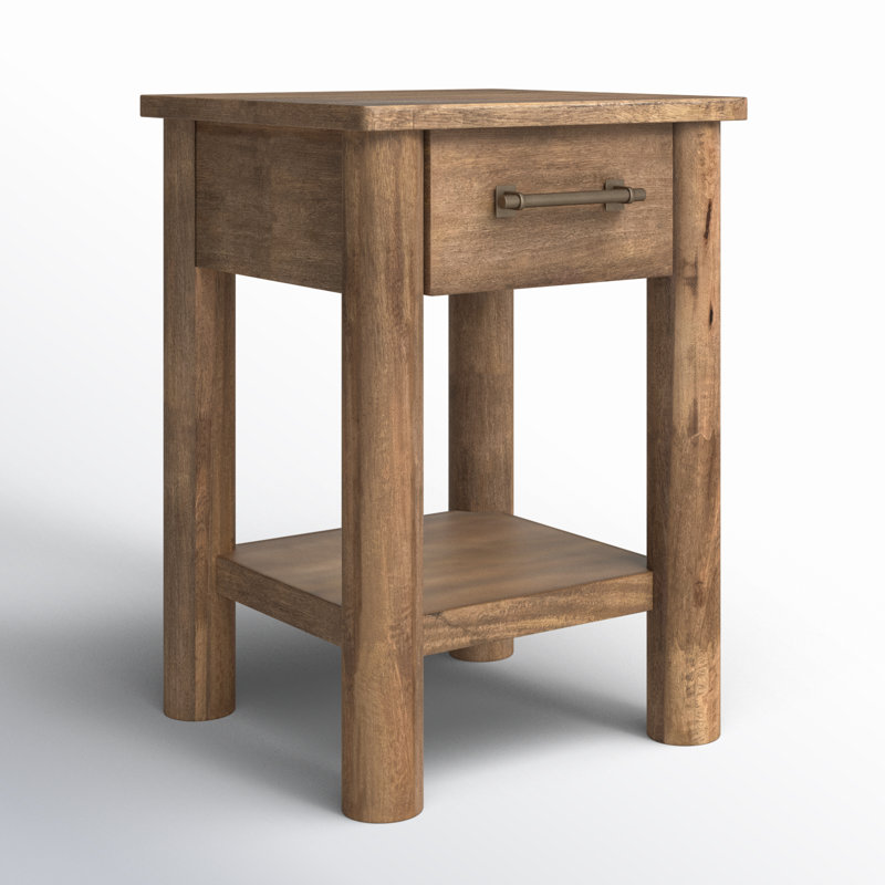 Quinn Solid Wood End Table with Storage, 25.5" H x 17.75" W x 17.75" D