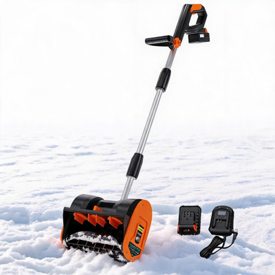 12" Snow Blower Cordless - Snow Shovel for Driveway, 16.5 ft Snow Throwing Distance, 20V 1 * 4.0Ah Battery & Quick Charger, Adjustable Handle, for Walkways Deck Stair Snow Removal.