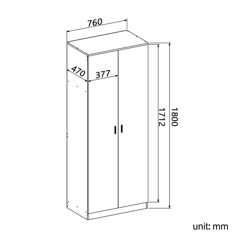 Shelissa 2 Door Manufactured Wood Wardrobe, White