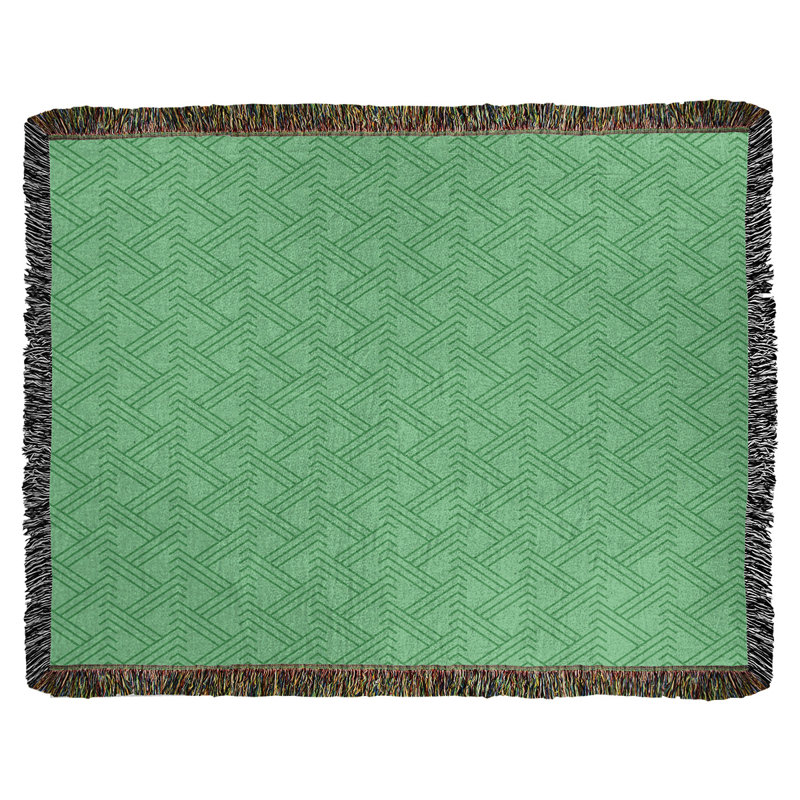 Couverture en coton tissé zigzag classique, L 37 po x L 52 po, Bleu-vert