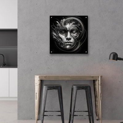 Art mural en verre épique «Techno Face 2» par KIR.DART Epic Art, 24 po x 24 po