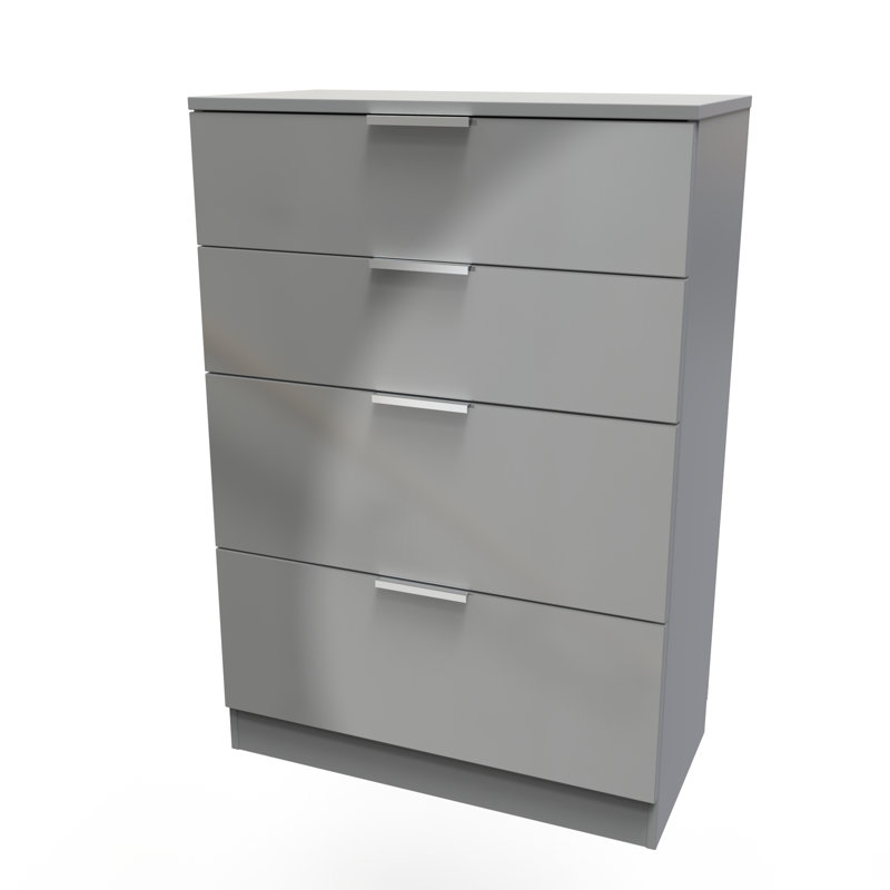 Fully Assembled Mericle 4 - Drawer Chest of Drawers, Uniform Grey/Dusk Grey