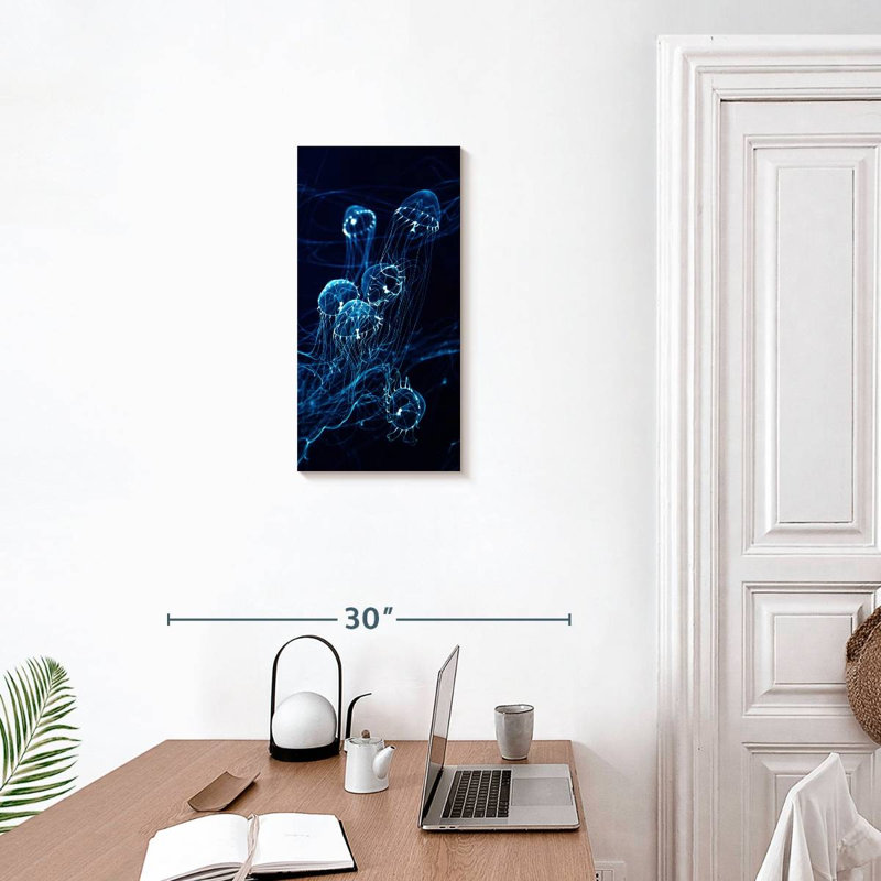 Méduse bleue brillante, H 24 po x l 12 po