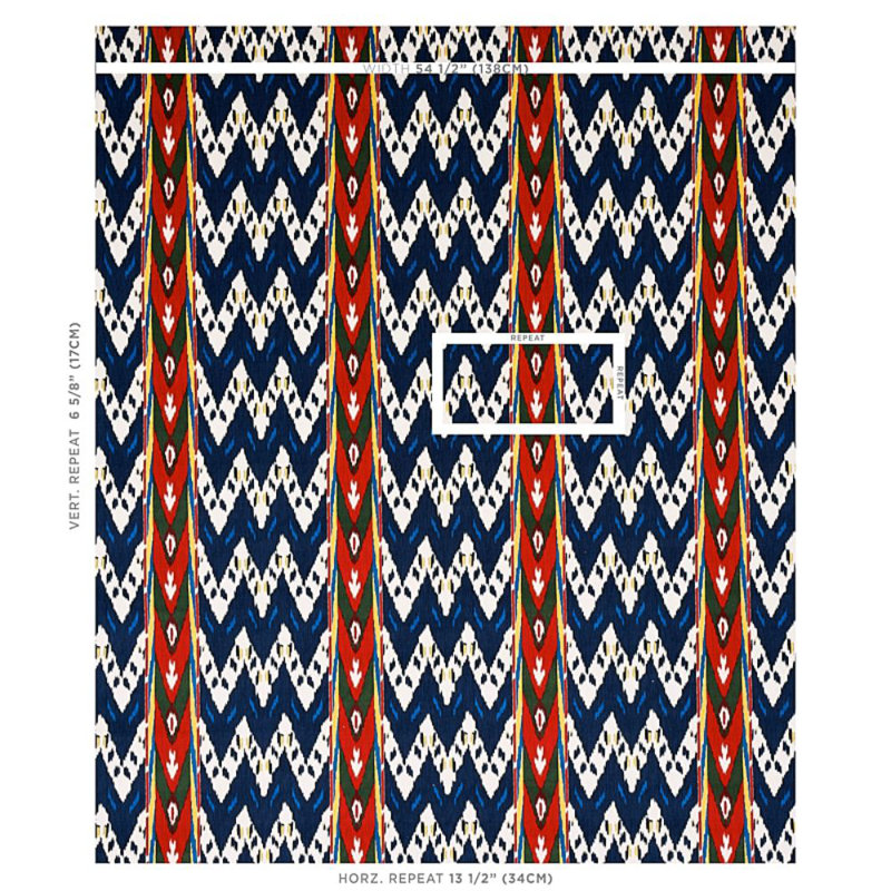 Tissu en velours Samar Ikat, Bleu