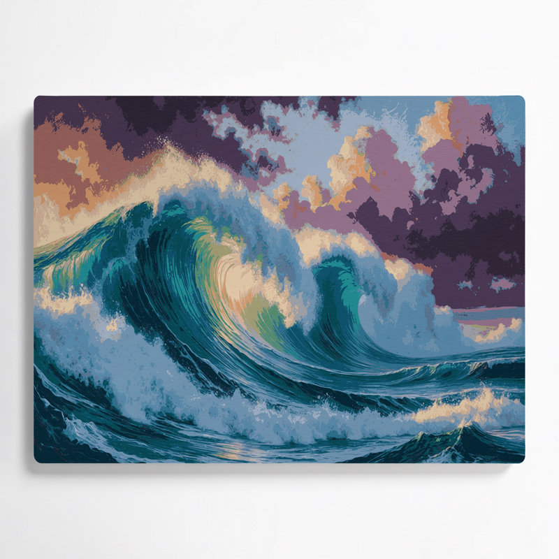 «Hawaiian Ocean Waves», art mural en métal bleu, H 11 po x l 14 po