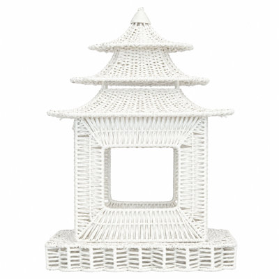 White Scalloped Wicker Pagoda, Large