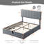 Lit plateforme tapissier avec système de rangement hydraulique, lit de rangement avec tête de lit en lin, 12 lattes renforcées et capacité de 500 lb, aucun sommier requis-418818568