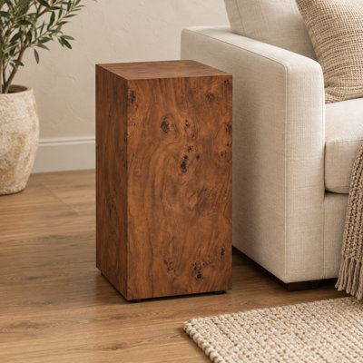 Table basse d'appoint en placage de noyer et en panneau de fibres à densité moyenne de qualité supérieure, 11,8 po x 11,8 po x 19,7 po, aucun article supplémentaire inclus