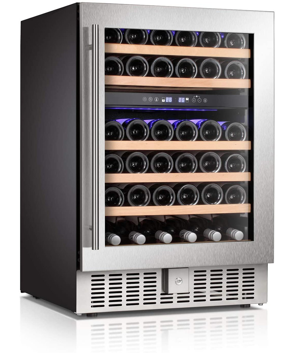 YUKOOL Dual Zone 23.43'' Freestanding 46 Bottle Wine Refrigerator | Fridge.com