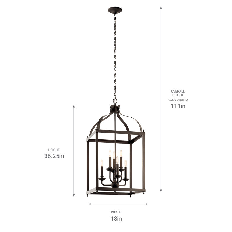 Lustre rectangulaire à 6 lumières Larkin, Bronze vieilli