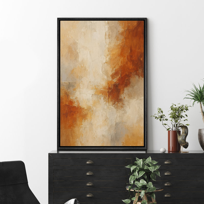 «Warm Amber and Beige Abstract Color Blend», reproduction d'art sur toile encadrée, H 36 po x l 24 po x P 1,5 po