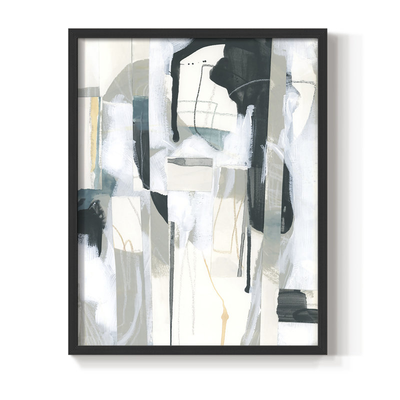 Sea Cavern Strata II, reproduction encadrée - bois massif, Cadre simple noir, H 28 po x l 22 po