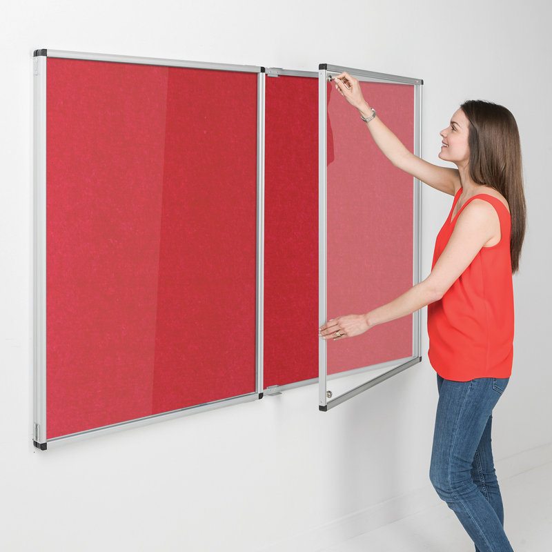 Wall Mounted Bulletin Board, 120cm H x 240cm W, Red