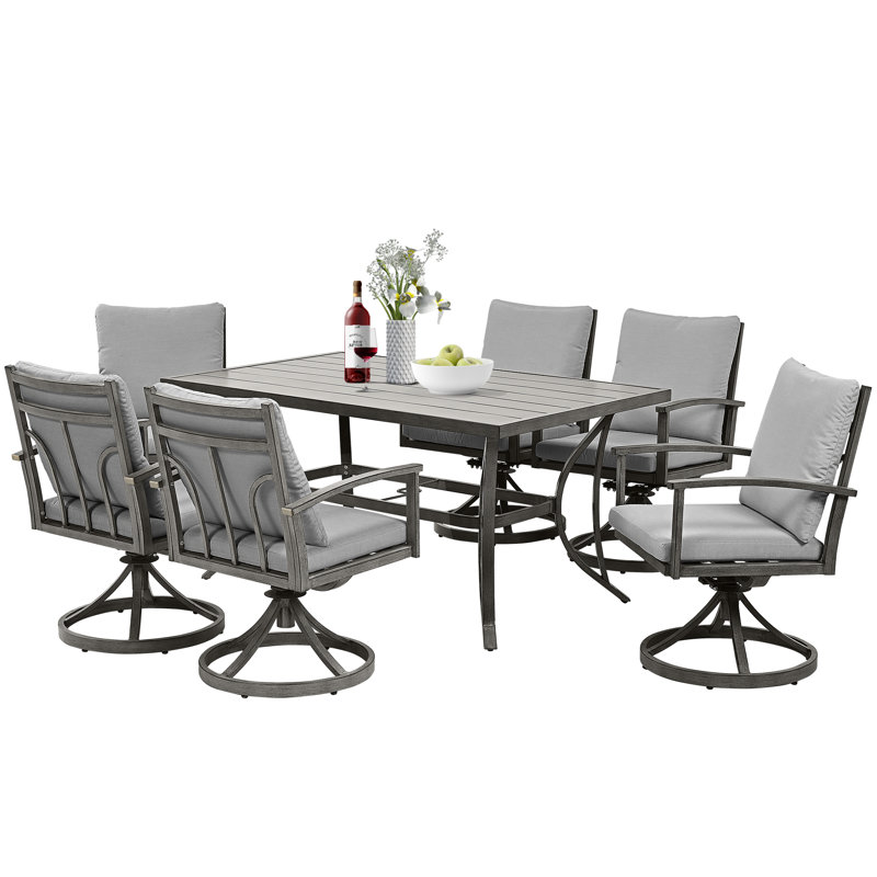 Germien 6 - Person Patio Dining Set with Rectangular Table , Cushions Included