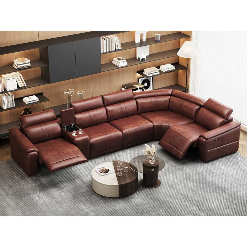 Upholstered 30.44 " Leather Power Reclining Sectional