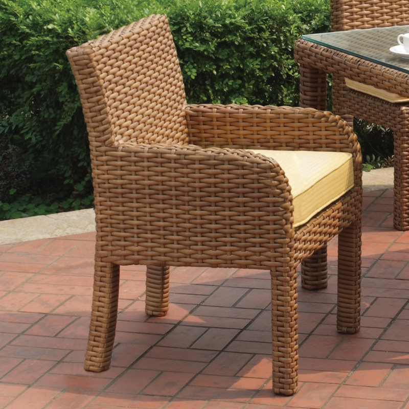 Chaise de salle à manger avec accoudoirs et coussin Java, Sunbrella® ‑ Dupione soie de maïs