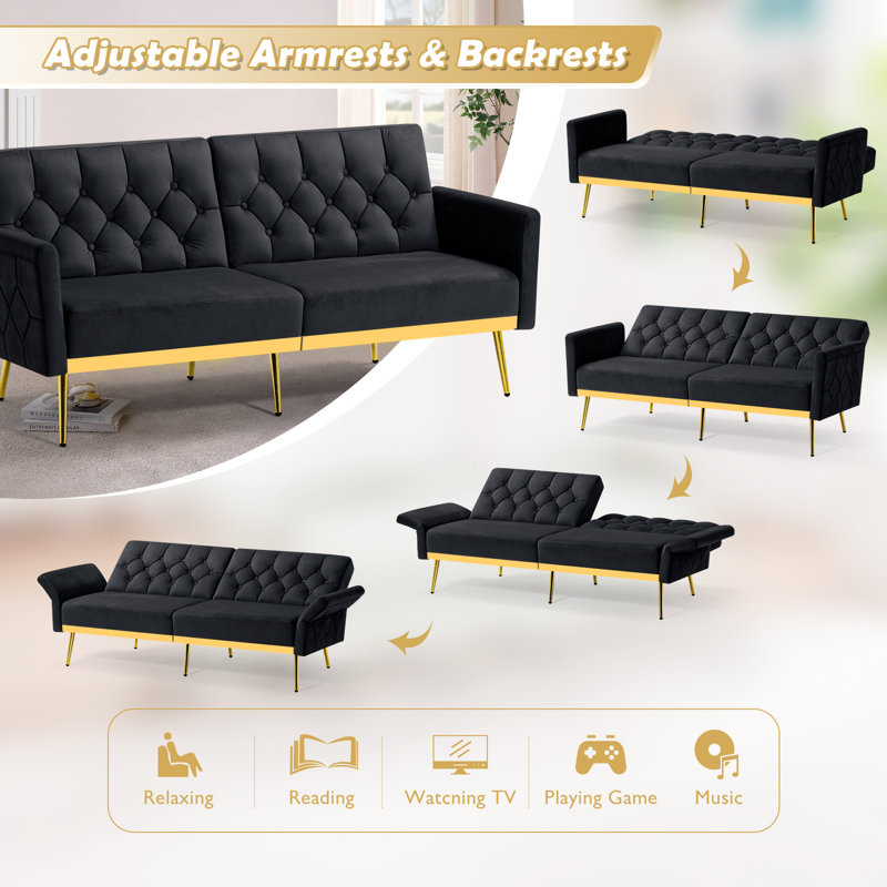 2 - Piece Velvet Living Room Set, Black