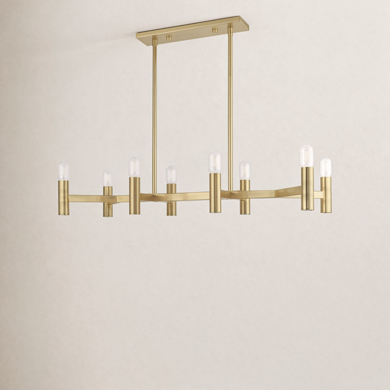 Martella 8 - Light Steel Dimmable Kitchen Island Geometric Chandelier, Satin Brass