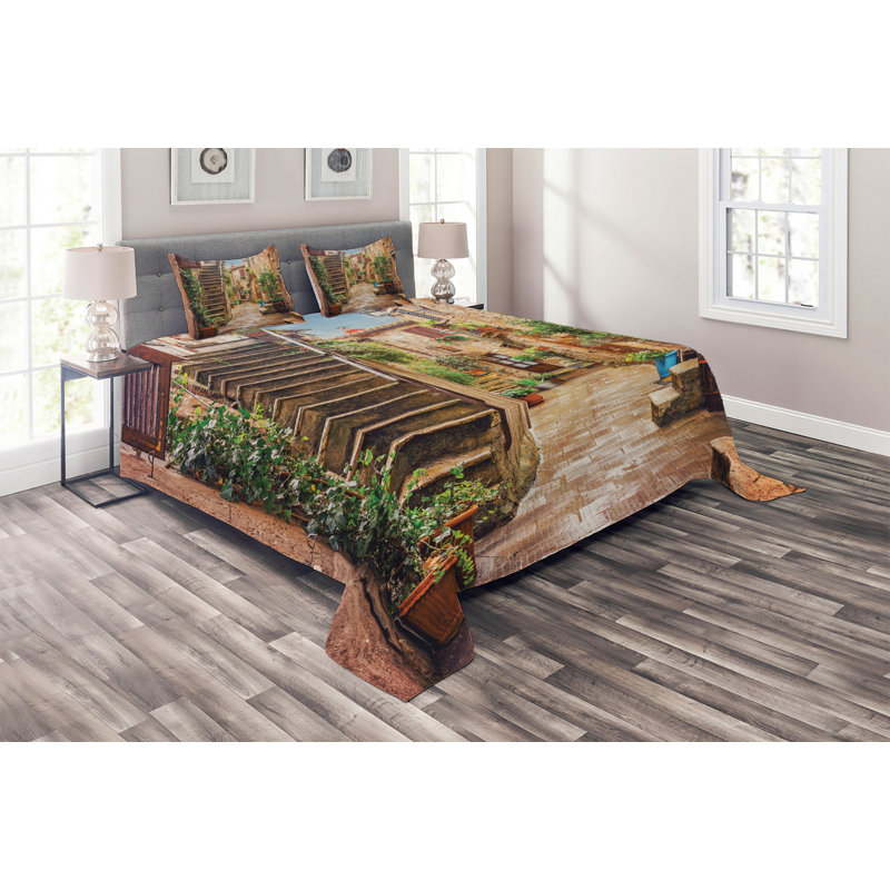 Farmhouse / Country Polyester Coverlet, Queen Bedspread + 2 Shams