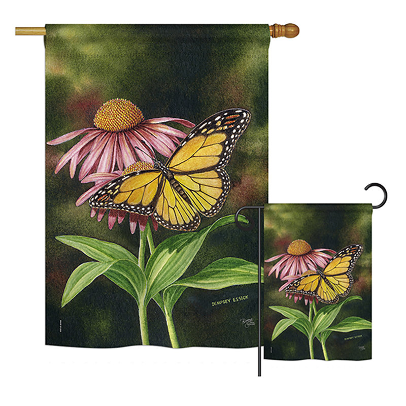 Échinacée de jardin 2 côtés en polyester 40 x 28 po ensemble de drapeau