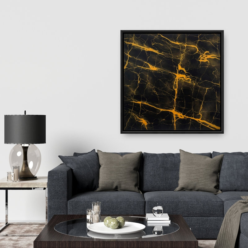"Texture de marbre noir et or" sur toile