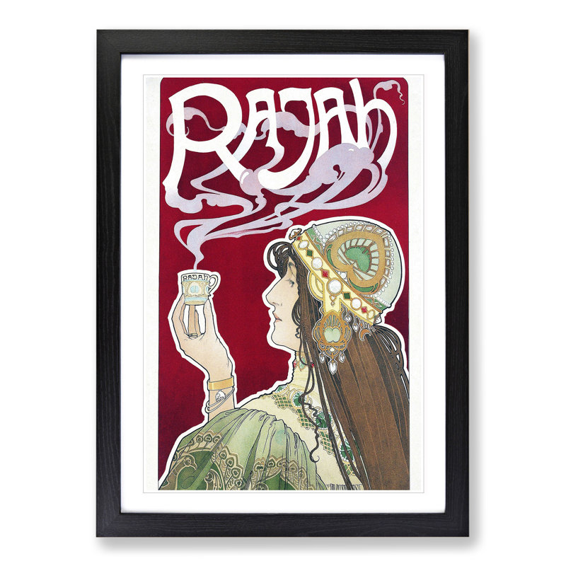 Rajah by Henri Privat-Livemont - Picture Frame Graphic Art, 36cm H x 27cm W x 2cm D, Black Framed