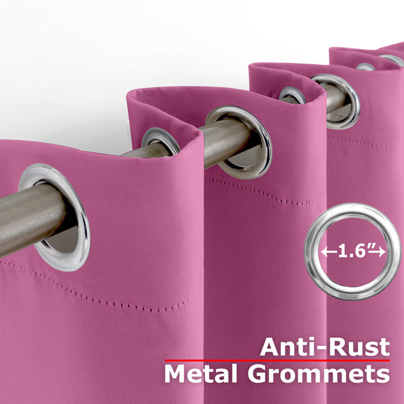 Rideau simple obscurcissant et isolant avec œillets, l 46 po x L 63 po, Rose