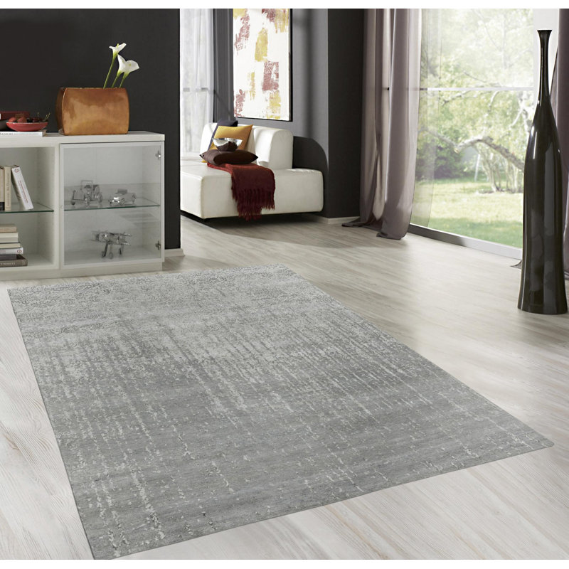 Handmade Abstract and Damask Area Rug, Rectangle 8'1" x 10'