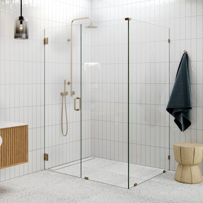 Illume 52 in. x 44.5 in. x 78 in. 90-degree wall hinged Fully Frameless Glass Shower Enclosure